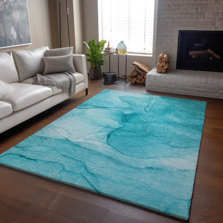 Premium Machine Washable Mayfield AMF507 Teal 3' x 5' Rug