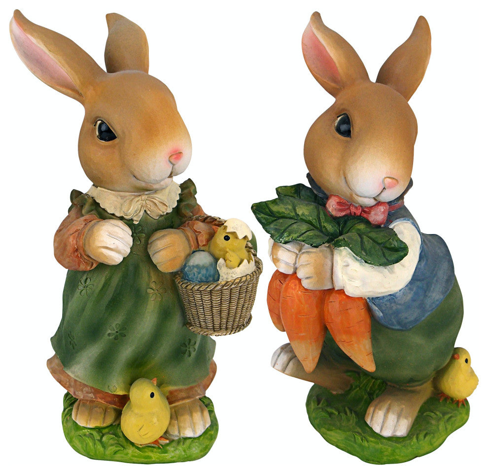 Bunny Hop Mother And Father Statue Set