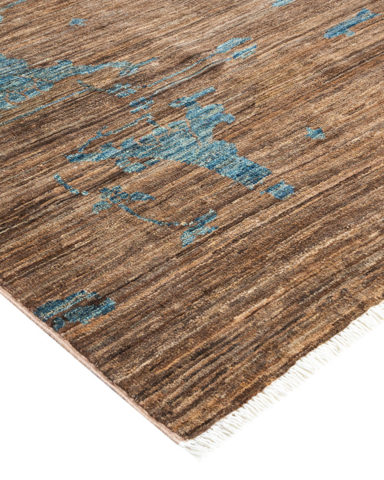Eclectic, One-of-a-Kind Hand-Knotted Area Rug Brown, 7'10"x9'9"
