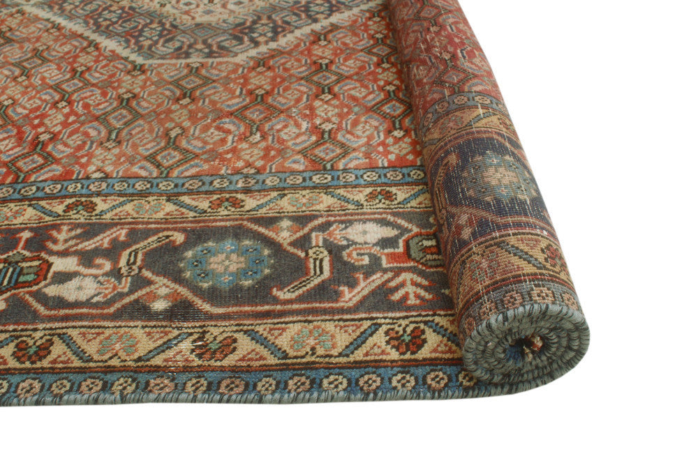 Fine Vintage Distressed Arezoo Rust/Navy Rug, 6'1x9'3