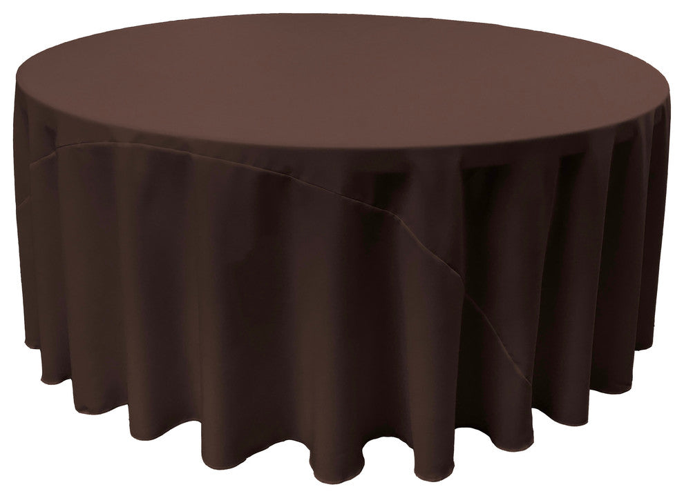LA Linen Round Polyester Poplin, Brown, 120" Round