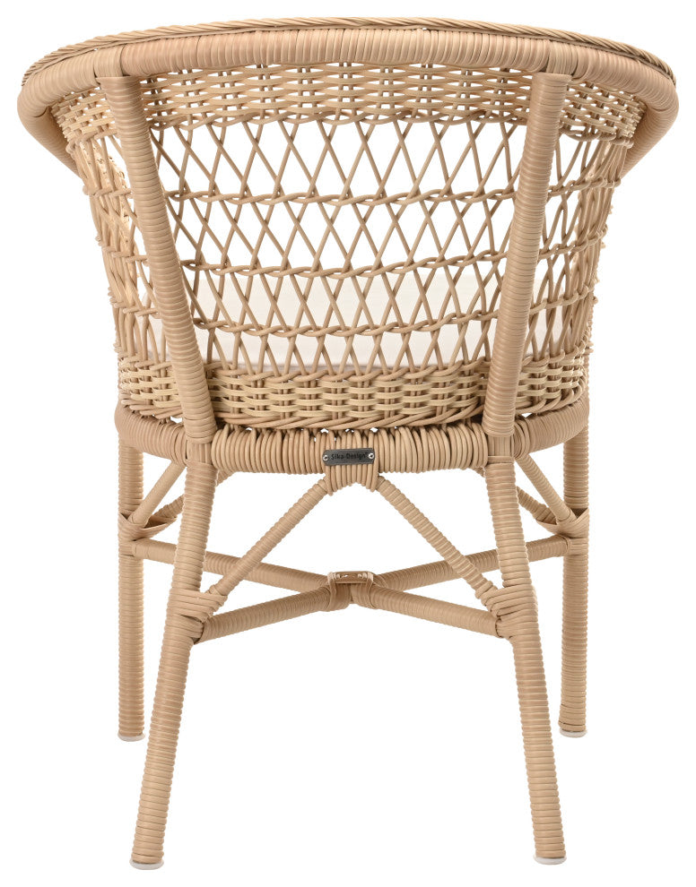 Emma Dining Chair With Cushion, Natural Finish, Snow White Upholstery