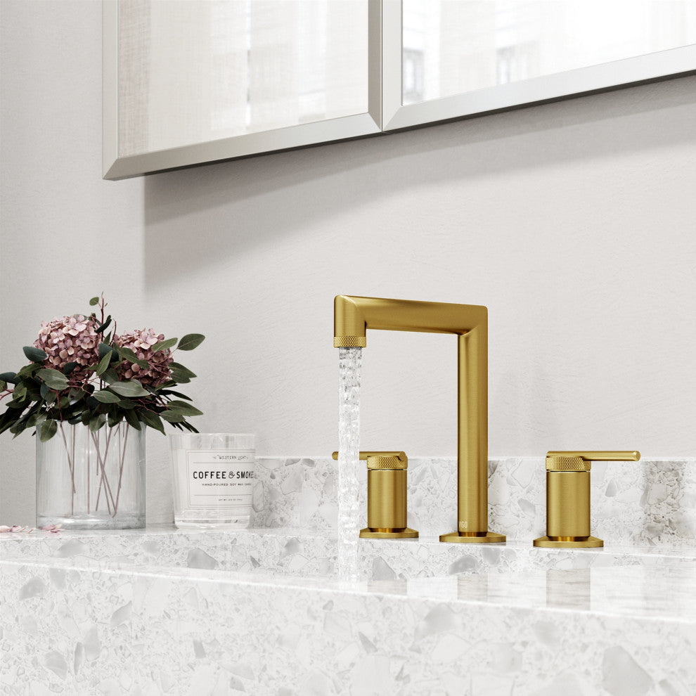 VIGO Sterling 7" H 2-Handle Widespread Bathroom Faucet, Matte Brushed Gold