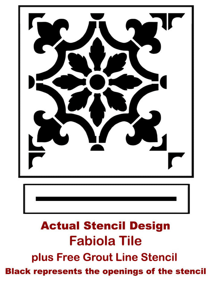 Fabiola Tile Stencil, Portuguese Tile Stencils, DIY Faux Tiles, Medium