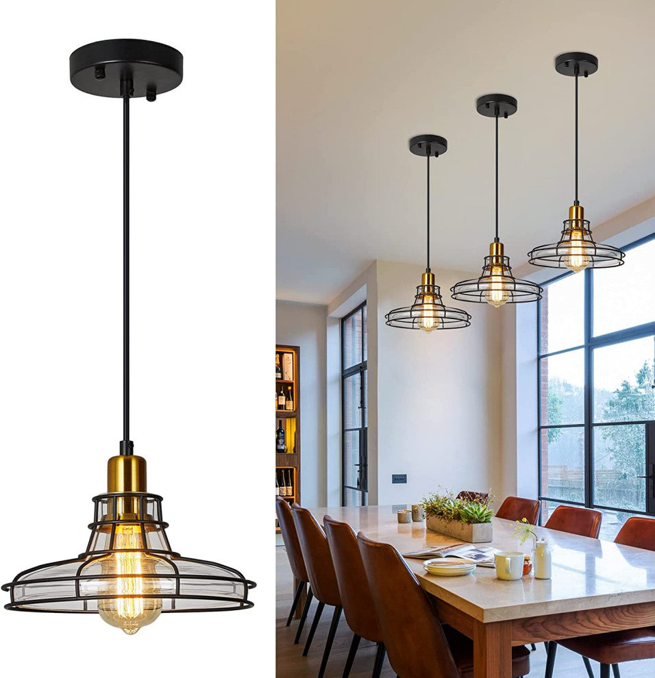 Rust Farmhouse Pendant Lighting Black Glass Pendant Lamp
