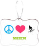 Peace Love Skier Design Rectangle Christmas Tree Ornament