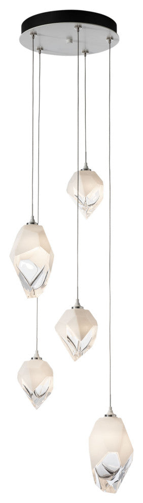 Chrysalis 5-Light Mixed Crystal Pendant White Finish- Long, White Crystal