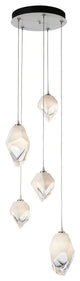 Chrysalis 5-Light Mixed Crystal Pendant White Finish- Long, White Crystal