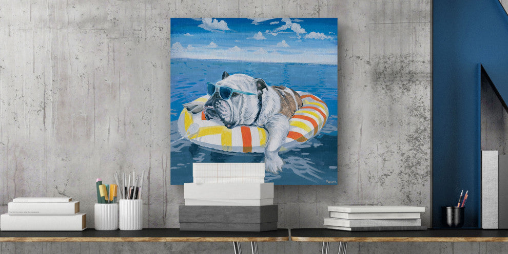 "Chilling at the Beach" Painting Print on Wrapped Canvas, 40"x40"