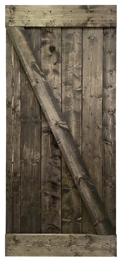 Stained Solid Pine Wood Sliding Barn Door, Espresso, 30"x84", Z Bar