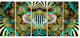 Magical Fairy Pattern Brown, Abstract Art on Canvas, 60"x28", 5 Panels