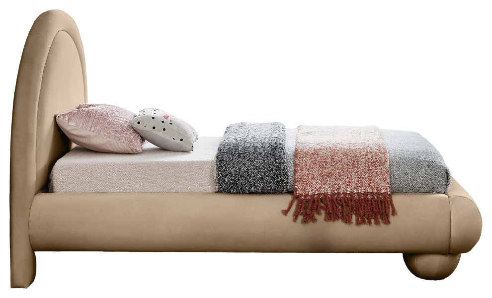 Madrid Upholstered Bed, Beige, Twin, Velvet