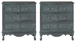32" Tall 3-Drawer Nightstand Set of 2, Blue