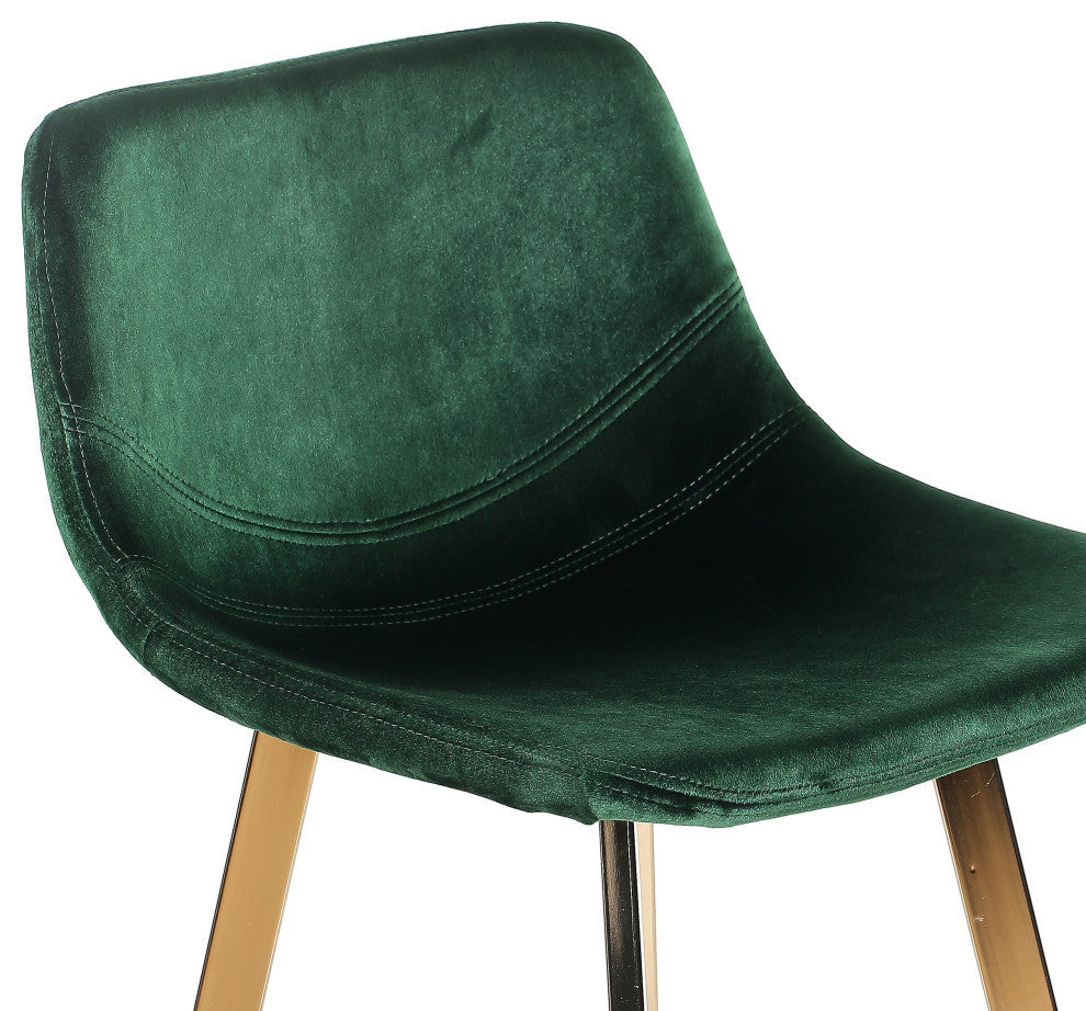 GDF Studio Rex Faux Snake Leather Brown Bar Stools, Set of 2, Emerald/Champagne Gold