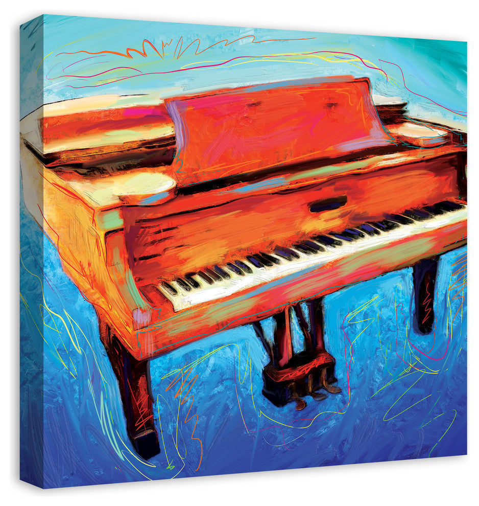 Painted Jazz Piano 20x20 Print on Canvas