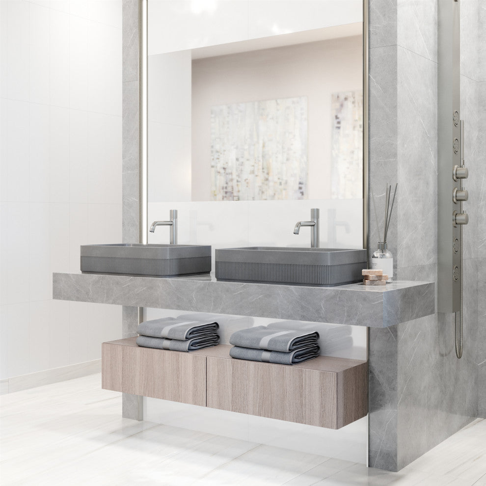 Cypress 21"L x 14"W Concrete Vessel Sink and Apollo 12"H Faucet Set