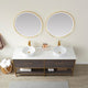 Murcia Vanity With White Stone Countertop, Suleiman Oak, 72", With Mirror