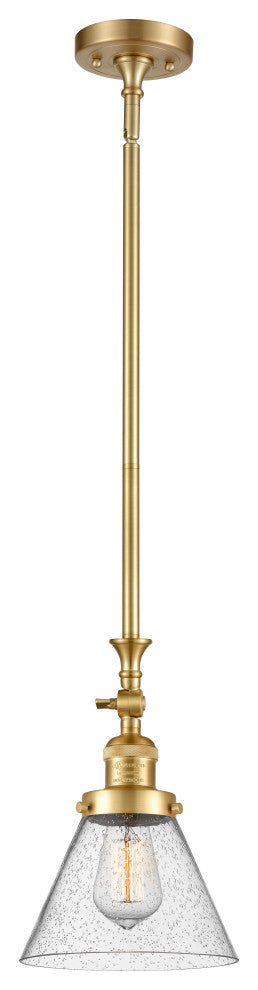 Large Cone 1 Light Mini Pendant, Satin Gold, Seedy