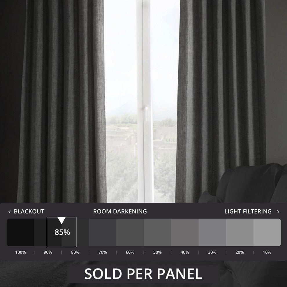 Faux Linen Darkening Curtain Single Panel, Blazer Gray, 50"x96"