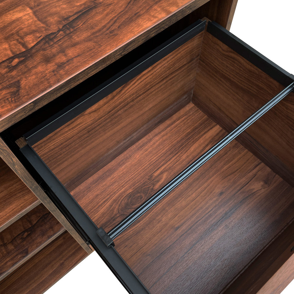 Graham 31.5" Wide 2 Drawer Modern Lateral Filing Cabinet, Walnut Wood Grain