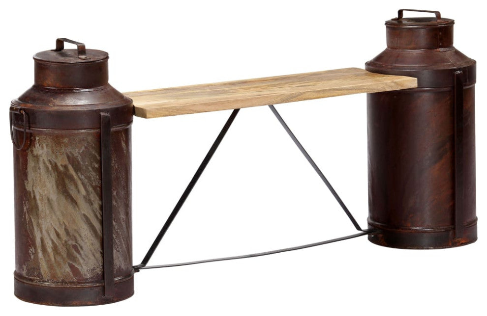 Vidaxl Milk Bottle Bench 59.1"x13"x25.2" Solid Mango Wood