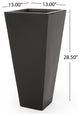 Ephraim Outdoor Medium and Small Cast Stone Planter Set, Matte Black