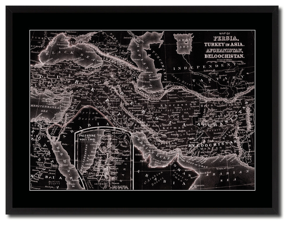 Persia Iraq Iran Afghanistan Vintage Vivid Sepia Map Canvas, 28"x37"