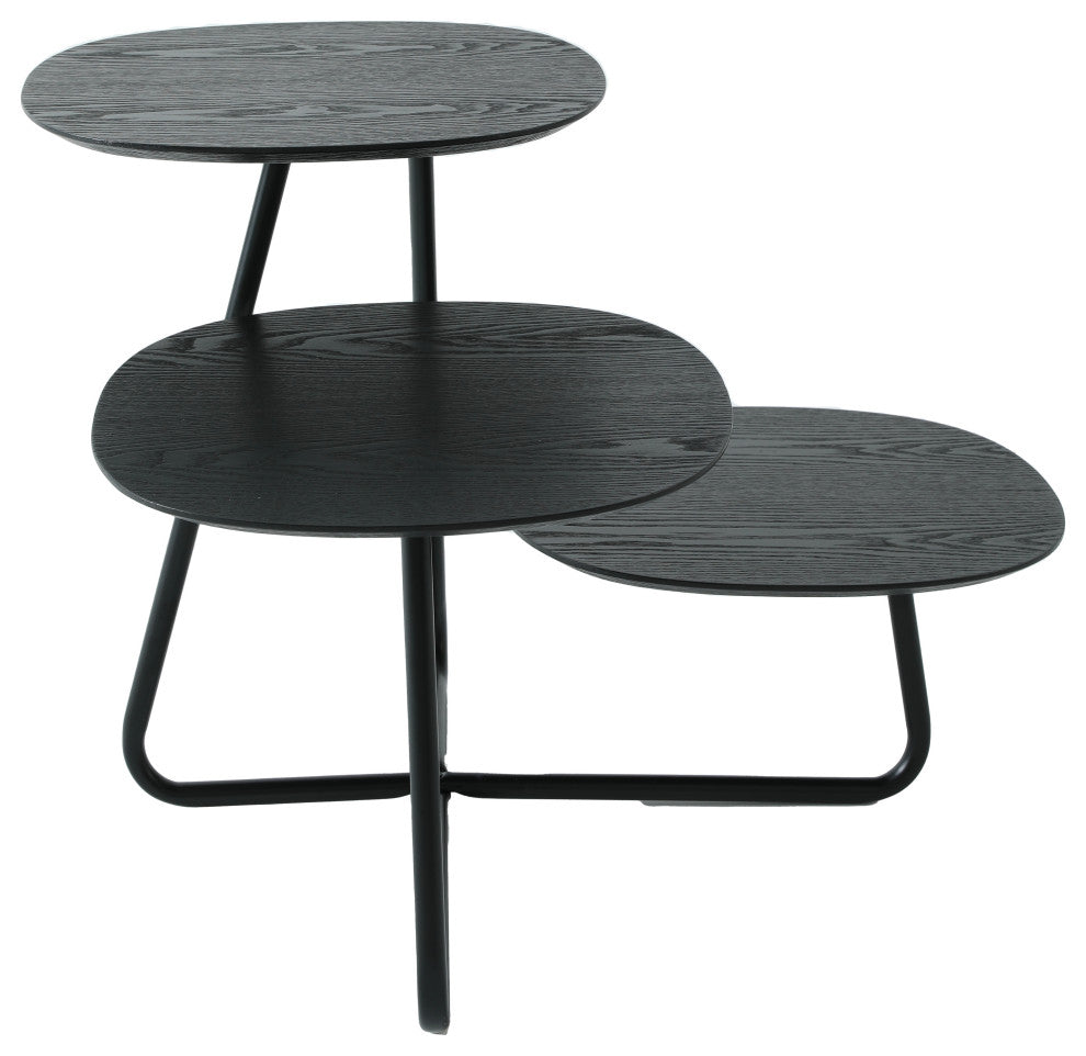 LeisureMod Hazelton End Table Manufactured Wood Top and Steel Base, Black