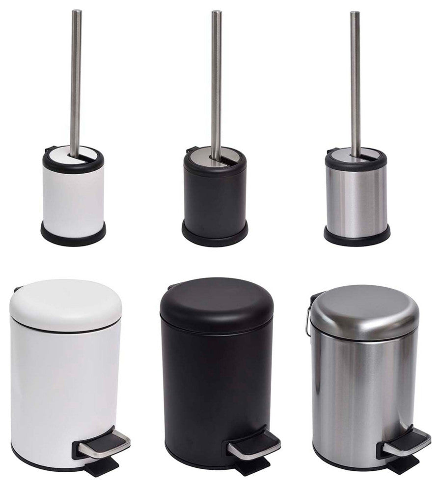 Evideco Soft Close Small Round Metal Floor Step Trash Can Waste Bin, Black