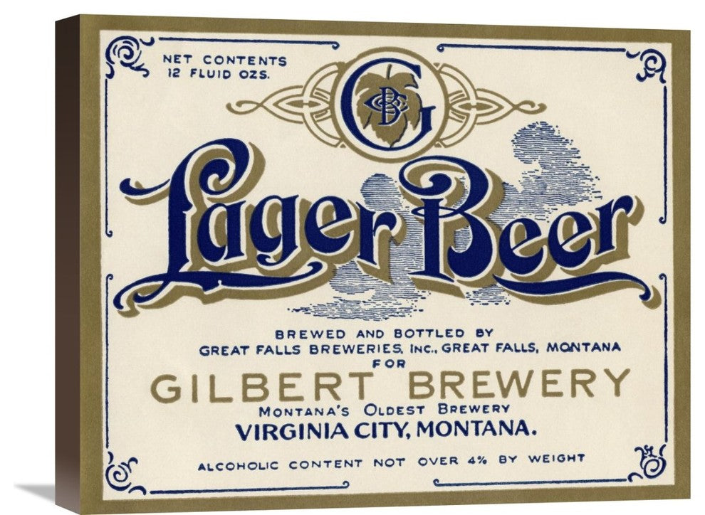 "Gilbert Brewery Lager Beer" Canvas Giclee by Vintage Booze Labels, 22"x18"