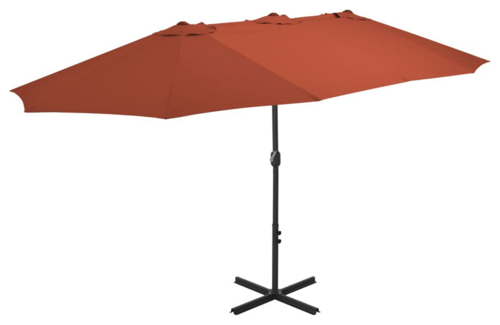 Vidaxl Outdoor Parasol With Aluminum Pole 181.1"x106.3" Terracotta