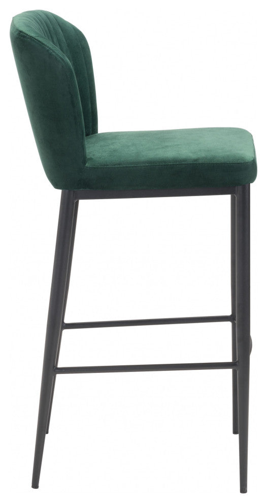 Set of Two Forest Green Sea Shell Bar Chairs