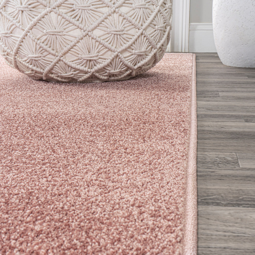 Haze Solid Low-Pile Runner Rug, Pink, 2 X 8