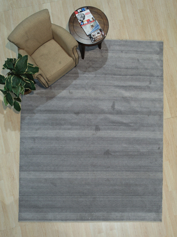EORC Light Blue/Ivory Hand Crafted Wool and Viscose Grass Rug 8'x10'