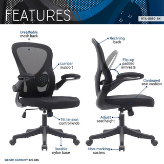 Techni Mobili Black Mesh Office Chair