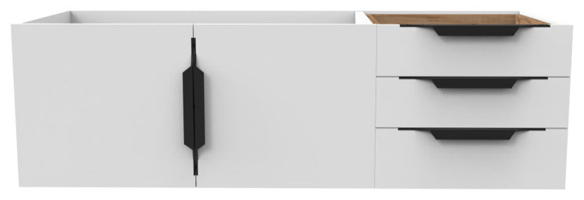 CastelloUSA Alpine 48" Wall Mounted Vanity, Base Only, White, Black Handles