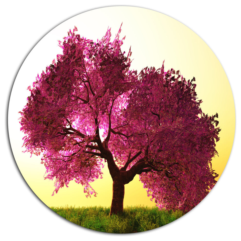 Cherry Blossom In Beautiful Garden, Landscape Round Wall Art, 23"