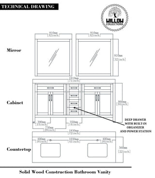 Boston 72 Double Sink Bath Vanity in White 2" Piatra Gray