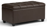 Sienna Storage Ottoman Bench, Chocolate Brown