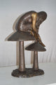 Girl sitting on Mushrooms Bronze Statue -  Size: 13"L x 11"W x 18"H.