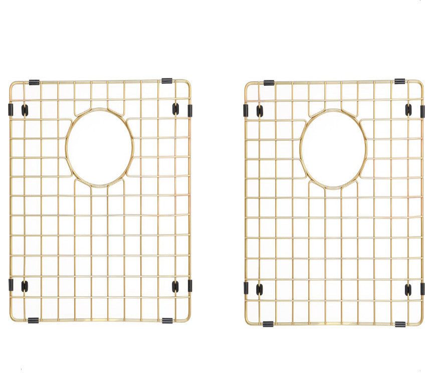 50/50 Double Bowl Sink Bottom Matte Stainless Steel 2 Grids, Matte Gold, 15x13