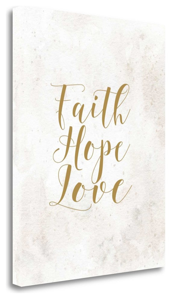 "Faith Hope Love - Tan" By Tara Moss, Giclee Print on Gallery Wrap Canvas