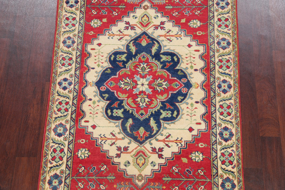 Oriental Kazak Traditional Handmade Pakistani Area Rug, Beige, 5'11"x4'1