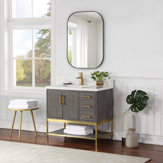 Trielle Rectangular Framed Bathroom Wall Mirror, Gunmetal, 24"