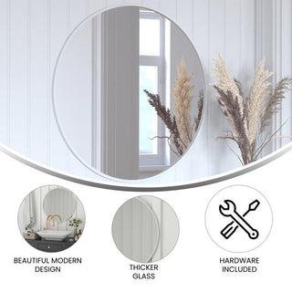 Julianne Round Metal Framed Wall Mirror, Silver, 30"
