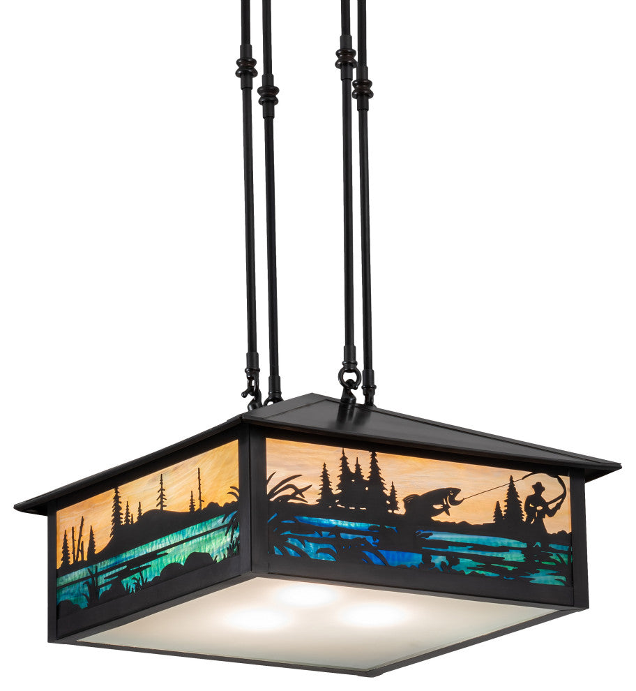 17" Square Fly Fishing Creek Pendant