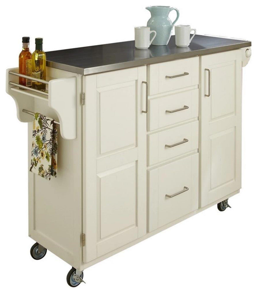 Homestyles Create-a-Cart Wood Kitchen Cart in Off White