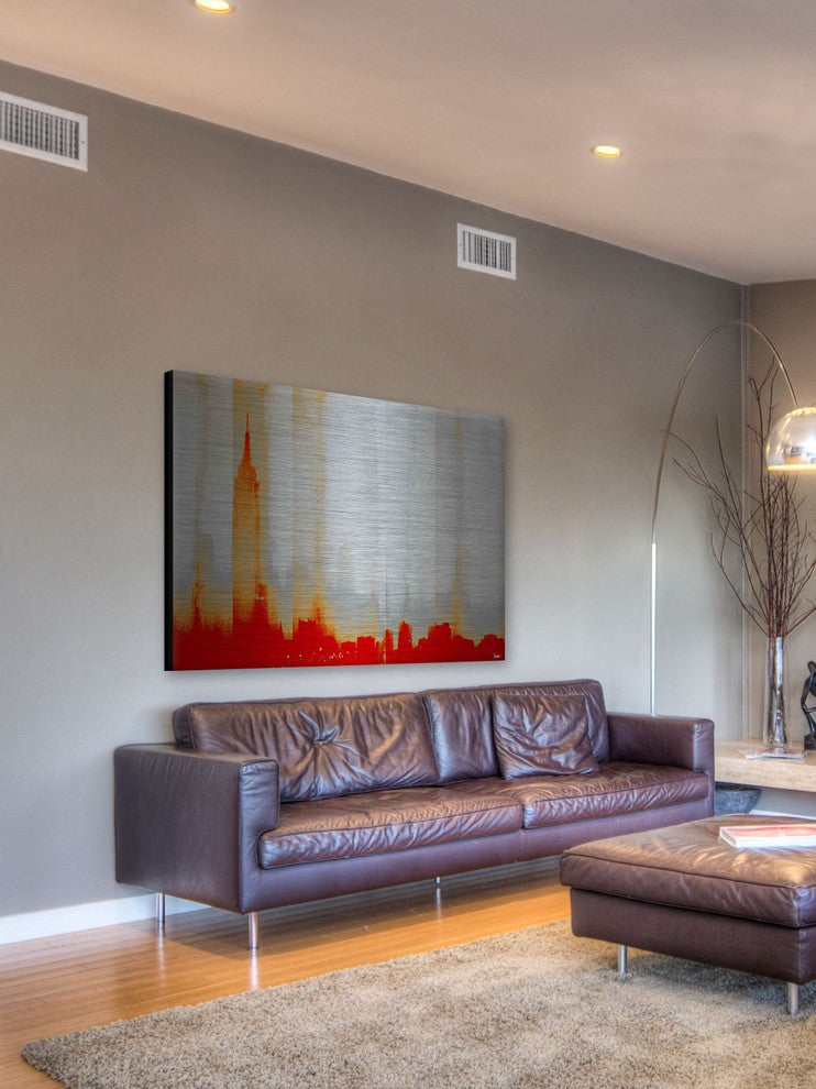 "Red New York" Print on Brushed Aluminum, 45"x30"