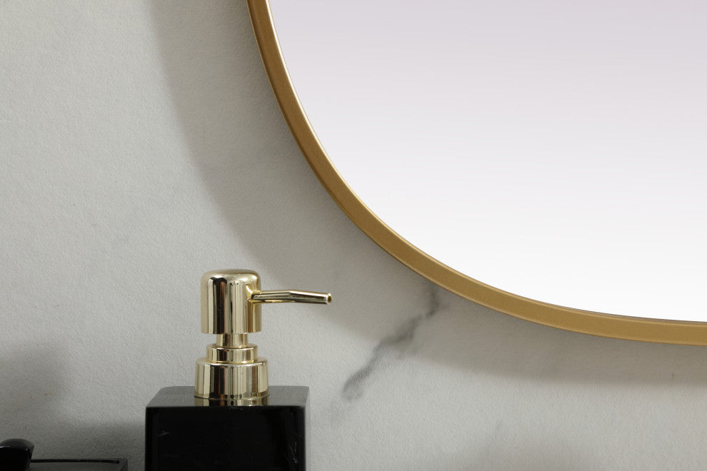 Metal Frame Oval Mirror 24X40 Inch, Brass