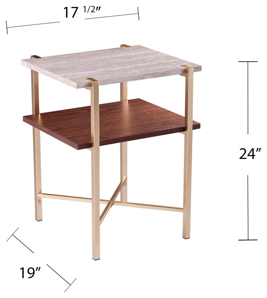 Altivo Square Faux Marble End Table With Storage